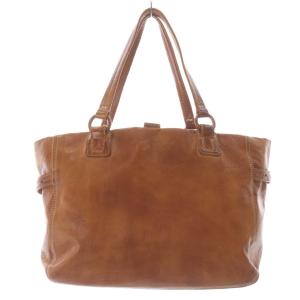 レザー トートバッグ ハンドバッグ ロゴ 茶色 ブラウン /SR