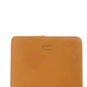 genten レザー L字ファスナー 馬モチーフ刻印 二つ折り財布 茶色 ブラウン /SR