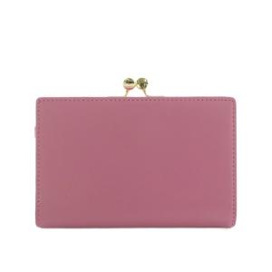 Samantha Thavasa Petit Choice フラワーモチーフ 財布 がま口 二つ折り 小銭入れ レザー 牛革 ラメ ピンク 2220205002 /MI