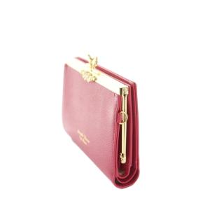 Samantha Thavasa Petit Choice フラワーモチーフ 財布 がま口 二つ折り 小銭入れ レザー 牛革 ラメ オールドローズ 2120285282