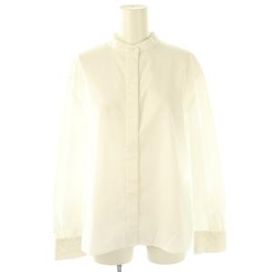 24SS LUXE COTTON LILA L シャツ ブラウス バックレース 前開き 38 白 /CX