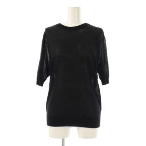 Sheer ハーフスリーブ プルオーバー ニット カットソー 半袖 F 黒 ブラック /AT OS