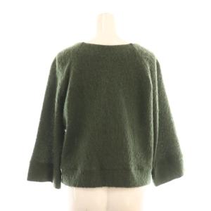 MAX&CO. モヘヤ混ジップジャケット ノーカラー 七分袖 M ダークグリーン /CX OS