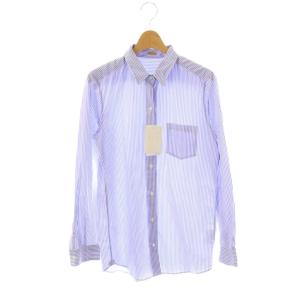 24SS ワイヤーウォッシュシャツ ストライプ 長袖 F ブルー ホワイト /HK OS