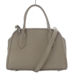 ハァウ Hoaw ミニボストンバッグ ハンドバッグ ショルダーバッグ 2way 斜め掛け レザー ライトグレー