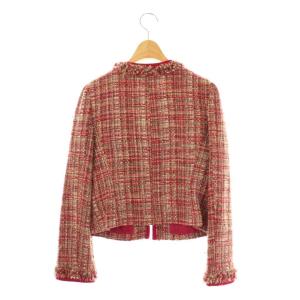 M'S GRACY リボン ツイード ノーカラージャケット 38 レッド /DF OS