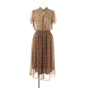 シフォンカットドビープリントワンピース 半袖 ロング 総柄 1 茶 /NR OS