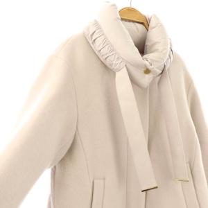 ANAYI ウール切り替えダウンショートコート 36 ピンク ラベンダー