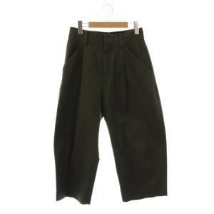 DENSE FINE COTTON TWILL クロップドパンツ ワイド 1 深緑 ダークカーキ /ES