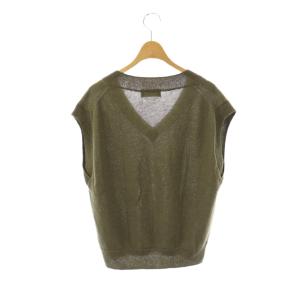 MARGARET HOWELL 25SS LINEN COTTON SILK ニットベスト リネン 2 カーキ /HK OS