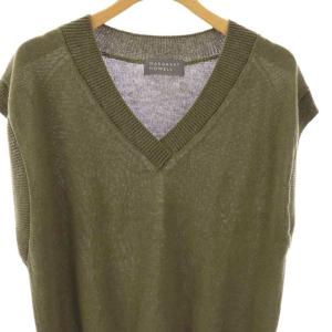 MARGARET HOWELL 25SS LINEN COTTON SILK ニットベスト リネン 2 カーキ /HK OS