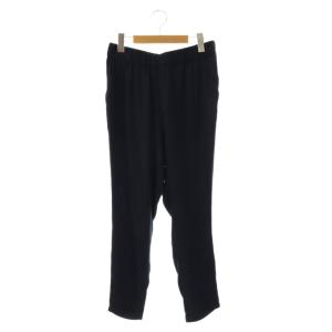 シルクサテンパンツ テーパード イージー 38 紺 ネイビー /AT OS