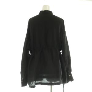 NOBLE 23SS シアーオーガンジーフロントギャザーブラウス 長袖 ブラック /MY OS