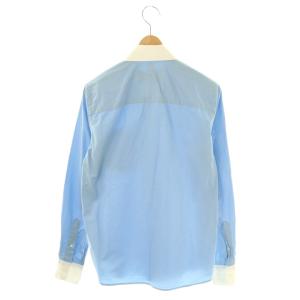 AMI Alexandre Mattiussi ロゴ バイカラーシャツ クレリックシャツ 長袖 38 ブルー ホワイト /DF OS