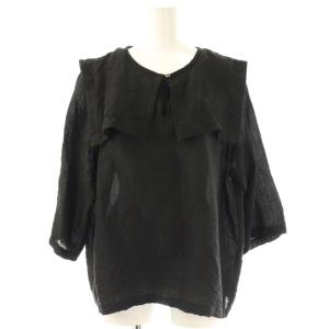 23SS ビッグカラーブラウス シャツ 半袖 F ブラック /DF OS