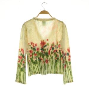 SYBILLA ニット カーディガン ウール 花柄 Vネック 長袖 M アイボリー /MY OS