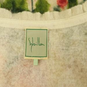 SYBILLA ニット カーディガン ウール 花柄 Vネック 長袖 M アイボリー /MY OS