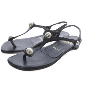 スタッズ サンダル トング 37.5 黒 ブラック /SR