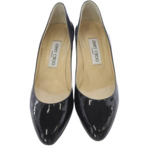 JIMMY CHOO エナメル パンプス ピンヒール 37.5 黒 ブラック /SR