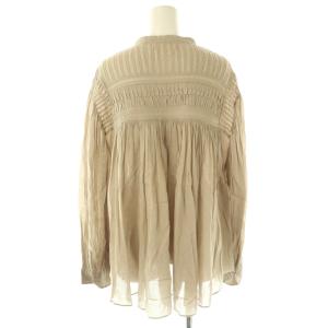 ISABEL MARANT ETOILE PLALIA コットンボイルバンドカラーシャツ ブラウス ギャザー 38 ベージュ /CX OS