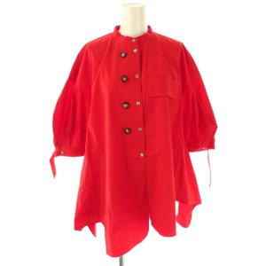 24SS WAVE-HEM SHIRT シャツ ブラウス バンドカラー 38 レッド /CX OS