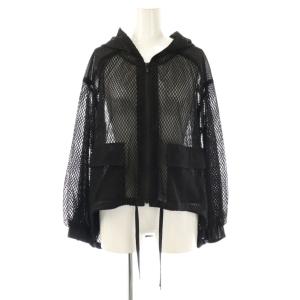 24SS メッシュコンビフーディー パーカー ジャケット ジップアップ 36 黒 /NR OS