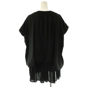 ENFOLD 24SS  WAVE SHIRRING BLOUSE ブラウス フレンチスリーブ プルオーバー 38 黒