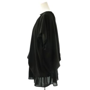 ENFOLD 24SS  WAVE SHIRRING BLOUSE ブラウス フレンチスリーブ プルオーバー 38 黒