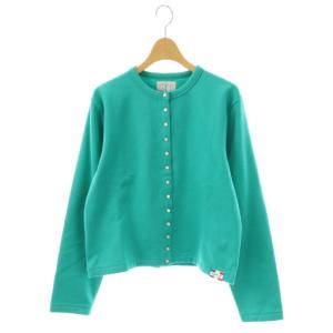 コットン メルトン カーディガンプレッション 長袖 スナップボタン 2 緑 /NR OS