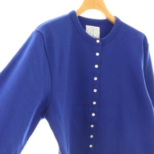 agnes b. コットン メルトン カーディガンプレッション 長袖 スナップボタン 2 青 /NR OS