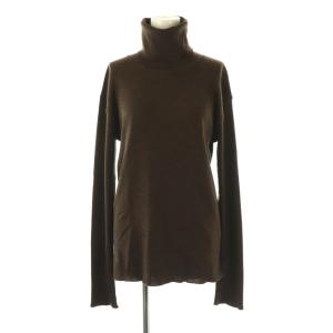 rib タートル ニット セーター 長袖 ウール 茶 ブラウン /AT OS