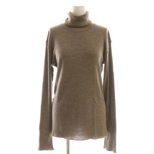 rib タートル ニット プルオーバー 長袖 ブラウン /DF OS