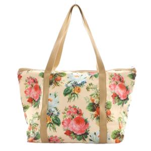 LesportSAC ポーチ付フラワー柄トートバッグ マルチカラー アイボリー 緑 グリーン /SS OS SH