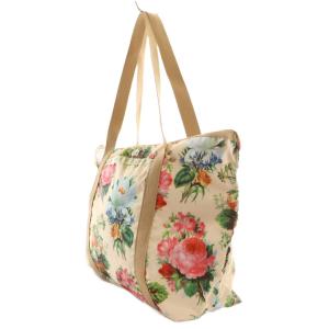 LesportSAC ポーチ付フラワー柄トートバッグ マルチカラー アイボリー 緑 グリーン /SS OS SH