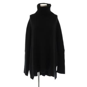 Oversized rib タートルネックプルオーバー ニット セーター 長袖 ブラック /HK OS