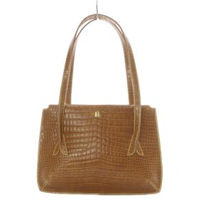 ハンドバッグ クロコ型押し レザー ブラウン /YO4