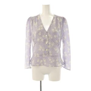 花柄 ブラウス 36 スモークパープル ホワイト /ES OS