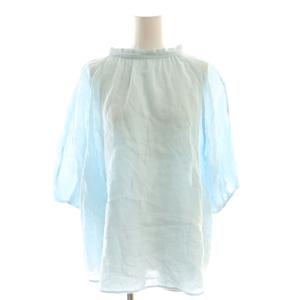 LIBECOリネン ボリュームスリーブ ブラウス シャツ プルオーバー 38 ライトブルー /CX OS