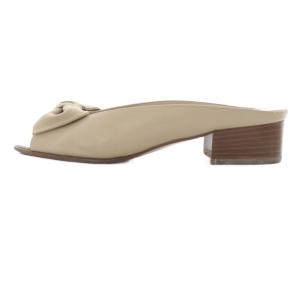 Salvatore Ferragamo リボン サンダル ミュール レザー 6 ベージュ /SR