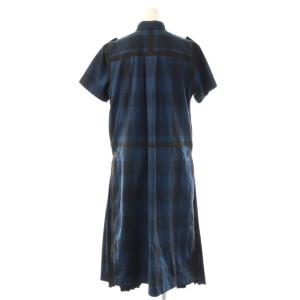 sacai チェックコットンポプリンワンピース 2 ネイビー ブラック 20-05188