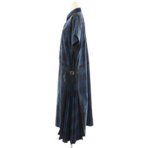 sacai チェックコットンポプリンワンピース 2 ネイビー ブラック 20-05188