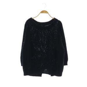 Lily Linen アゼプルオーバー ニット セーター シルク リネン混 ネイビー /DO OS