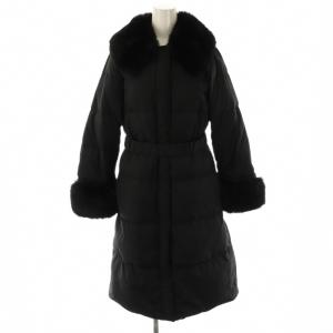 23AWファーパーツ付ロングダウンコート フェイクファー 36 ブラック