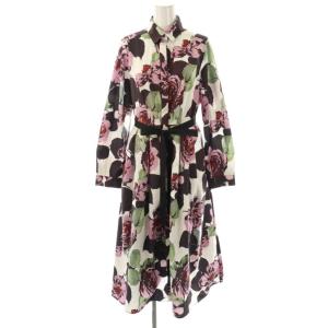 23AW ボタニカルシャツドレス ワンピース ロング 長袖 36 オフホワイト マルチカラー /DO OS