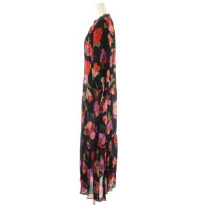 Grace Class 23AW フラワージョーゼットドレス ワンピース ロング 長袖 36 ブラック マルチカラー /DO OS