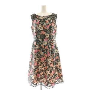 STAR FIRE ドレス ワンピース ミモレ ロング ノースリーブ 4 ベージュ 黒 ブラック /AT