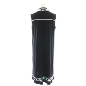 LEONARD FASHION カンカン素材 ノースリーブワンピース 38 ブラック