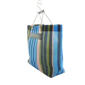 MARNI フラワーカフェ トートバッグ ストライプ柄 メッシュ マルチカラー /MI OS