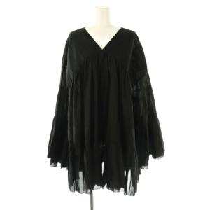 25AW Dramatic Blouse ブラウス チュニック丈 ギャザー ブラック /ES OS