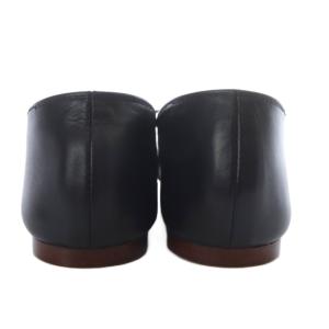 CHEMBUR アトゥスタッズメリージェーン フラットシューズ パンプス リボンモチーフ スクエアトゥ ストラップ カーフレザー